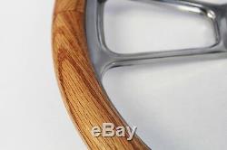 14 Oak Wood Grip & Billet Steering Wheel Polished Adapter Shallow Dish GM kit