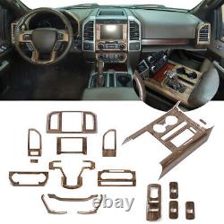 17pcs Full Set Interior Panel Cover Trim Kit For Ford F150 2015-2020 Wood Grain