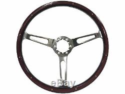 1949 1968 Pontiac S6 Classic Espresso Wood Finish Steering Wheel Kit Riveted