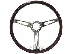 1961 1974.5 VW S6 Classic Espresso Wood Steering Wheel Kit Castle Emblem