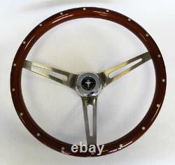 1965 1969 Mustang Wood Steering Wheel 15 High Gloss Finish Mahogany with Rivets