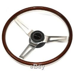 1969-72 Buick Walnut Wood Steering Wheel Kit 3 Spoke Brushed Kit With Buick Cap