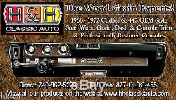 1970 1971 1972 Cutlass 442 3 Piece Wood Grain Dash Kit STEEL BACKED! OEM Quality