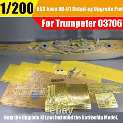 1/200 USS Iowa BB-61 Wooden Deck+PE Sheet+Barrels Detail-up for Trumpeter 03706