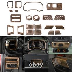 21PCS Wood Grain ABS Interior Trim Set Cover Kit For Ford F150 4-Door 2021-2023