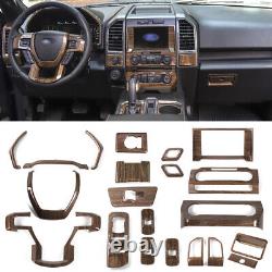 21pcs Wood Grain ABS Interior Decor Trim Kit Accessories For Ford F150 2015-20