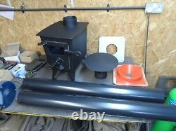 3Kw woodburning stove and flue kit ideal for small spaces, shepherd hut, camper