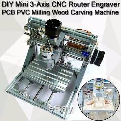 3-Axis Mini CNC Router Engraver PCB PVC Milling Wood Carving Machine DIY Set Kit