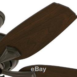 44 Hunter New Bronze Ceiling Fan with a Tea Stain Glass Light Kit