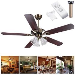 52 5 Blades Ceiling Fan with Light Kit Antique Bronze Reversible Remote Control