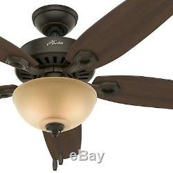 52 Hunter Ceiling Fan in New Bronze with a Bowl Toffee Glass Light kit