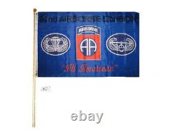 5' Wood Pole Kit Bracket With 3x5 82nd Airborne Division All American Blue Flag