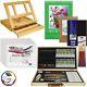 68pc Artist Acrylic Painting Set Wood Table Easel, Paint, Canvas & Accessories