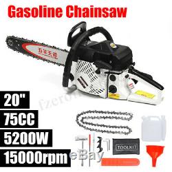 75cc Heavy Duty Petrol Chainsaw Saw Cutter 20'' Bar & Chains Kit Gasoline Wood