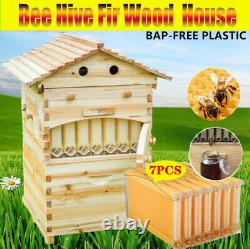 7pcs Upgraded Honey Bee Hive Frames + Beekeeping Brood Fir Wood Box Beehive Kit