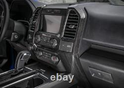 8PCS Black Wood Grain ABS Car Interior Decorative Trim Kit For Ford F150 2015-20