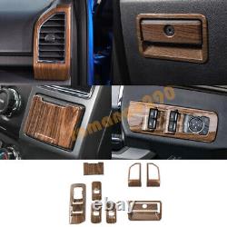 ABS Wood Grain Style For Ford F150 2015-2019 Interior Decoration Kit Cover 10pcs