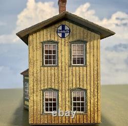 BUILT HO scale #1 Standard 2-Story Wooden Depot by LaserKit Santa Fe Prototype