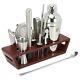 Brand New Bar Tool Set Bartending Cocktail Shaker Kit with Wood Stand