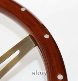 Bronco F100 F150 F250 F350 Wood Steering Wheel High Gloss with Rivets 15 Ford Cap
