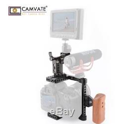 CAMVATE Right Side DSLR Camera Cage Kit WithWood Grip for Canon 650D GH5/GH4