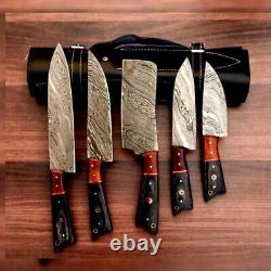 CUSTOM HANDMADE DAMASCUS Chef Knives Set of 5Pcs, Dmascus chef knife, Damascus kit