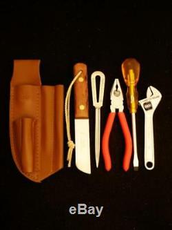 Captain Currey Deluxe 5-Pc Rigging Knife, Marlinspike Tool Kit with Leather Sheath