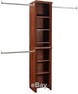 ClosetMaid Dark Wood Narrow Closet Kit System Organizer Fit Stylish Hanging Rods