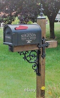 Cross Mailbox Dress Up Kit, Wrought Iron, Unique Mailbox Post, Fleur de Lis
