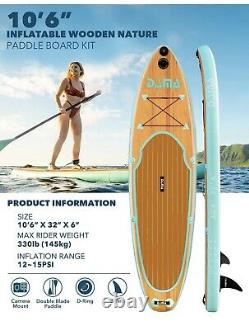 DAMA Wood Nature (10'6x32x6) Inflatable Stand Up Paddle Board Bundle Kit NEW