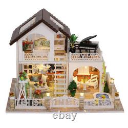 DIY Dolls House Kit Miniature with Furniture LED Lights Cover Holiday House