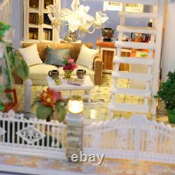 DIY Dolls House Kit Miniature with Furniture LED Lights Cover Holiday House