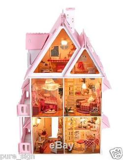 DIY Handcraft Miniature Project Kit Wooden Dolls House My Pink Little House