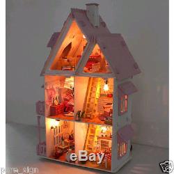 DIY Handcraft Miniature Project Kit Wooden Dolls House My Pink Little House