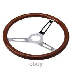 ELITEWILL 15 Wooden Grip Steering Wheel classic Wood & Horn Kit 380mm -6 Hole