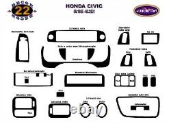 FOR HONDA CIVIC Interior Dash Trim Kit 3M 3D 22-Parts Burl Wood 1995-2001 RHD