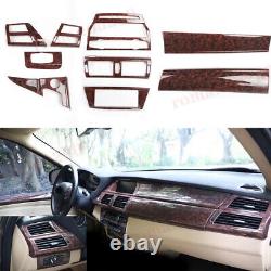 For BMW X5 2008-2013 ABS Agate Wood Grain Look Interior Center Console Kit Trim