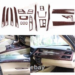 For BMW X5 2008-2013 ABS Agate Wood Grain Look Interior Decoration Kit Cover 19P