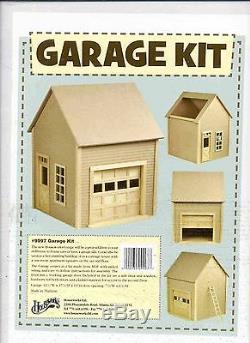 Garage Kit by Houseworks 9997 unfinished wood 1/12 scale dollhouse working door
