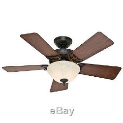 Hunter 42 New Bronze Ceiling Fan with Amber Scavo Light Kit