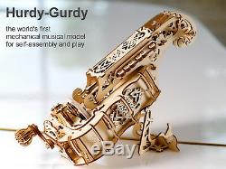 Hurdy-Gurdy Mechanical Musical Instrument Model 3D Wood Puzzle DIY Assembly Kit