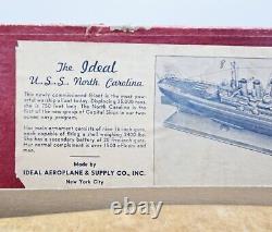 Ideal U. S. S. North Carolina Balsa Wood Model Ship Kit Unpunched in Box Manual