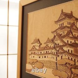 Japanese Wood Collage 3D-Art Handmade Kit Himeji Castle Crafts 30x21cm New