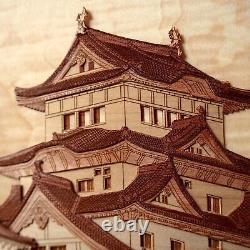 Japanese Wood Collage 3D-Art Handmade Kit Himeji Castle Crafts 30x21cm New