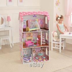 KidKraft Penelope Wooden Pretend Play House Doll Dollhouse Mansion with Furniture