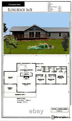 Long Beach Country 36x78 Customizable Shell Kit Home, delivered ready to build