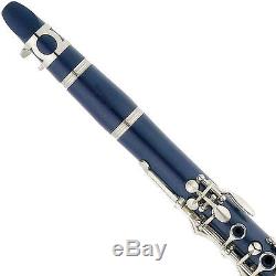 MENDINI BLUE ABS Bb CLARINET With CASE, CARE KIT, 11 REEDS FOR STUDENT, BEGINNER