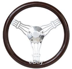Mahogany Banjo Steering Wheel Volkswagen VW 1960-73 Bug 411 412 14 Full Kit