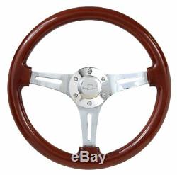 Mahogany & Chrome Steering Wheel Kit, Chevy Horn for 1969 1988 Chevy El Camino