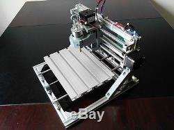 Mini 3 Axis DIY CNC 2418 Router Kit Wood Engraver Milling Machine + 5500mW Laser